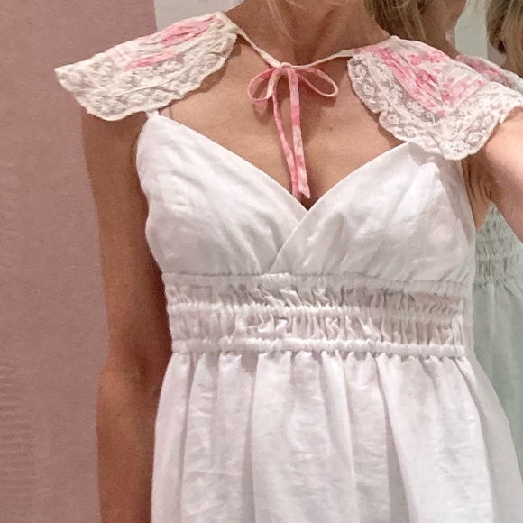 LoveShackFancy collar pink floral and off white lace collar - Picture 3 of 10